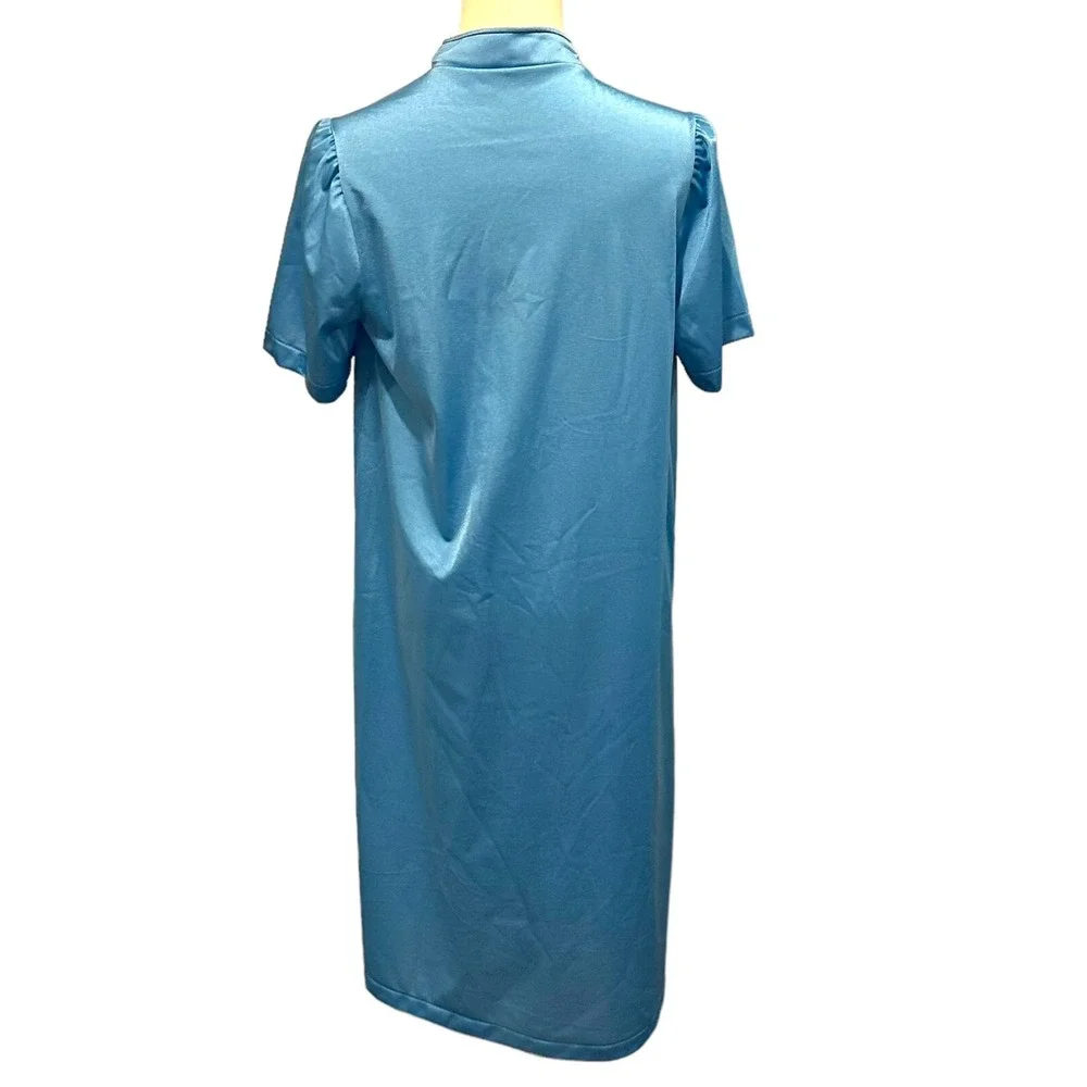 Rare‎ Vintage Women's Shadowline Robe Gown Robin Blue Set Mandarin Sz Small